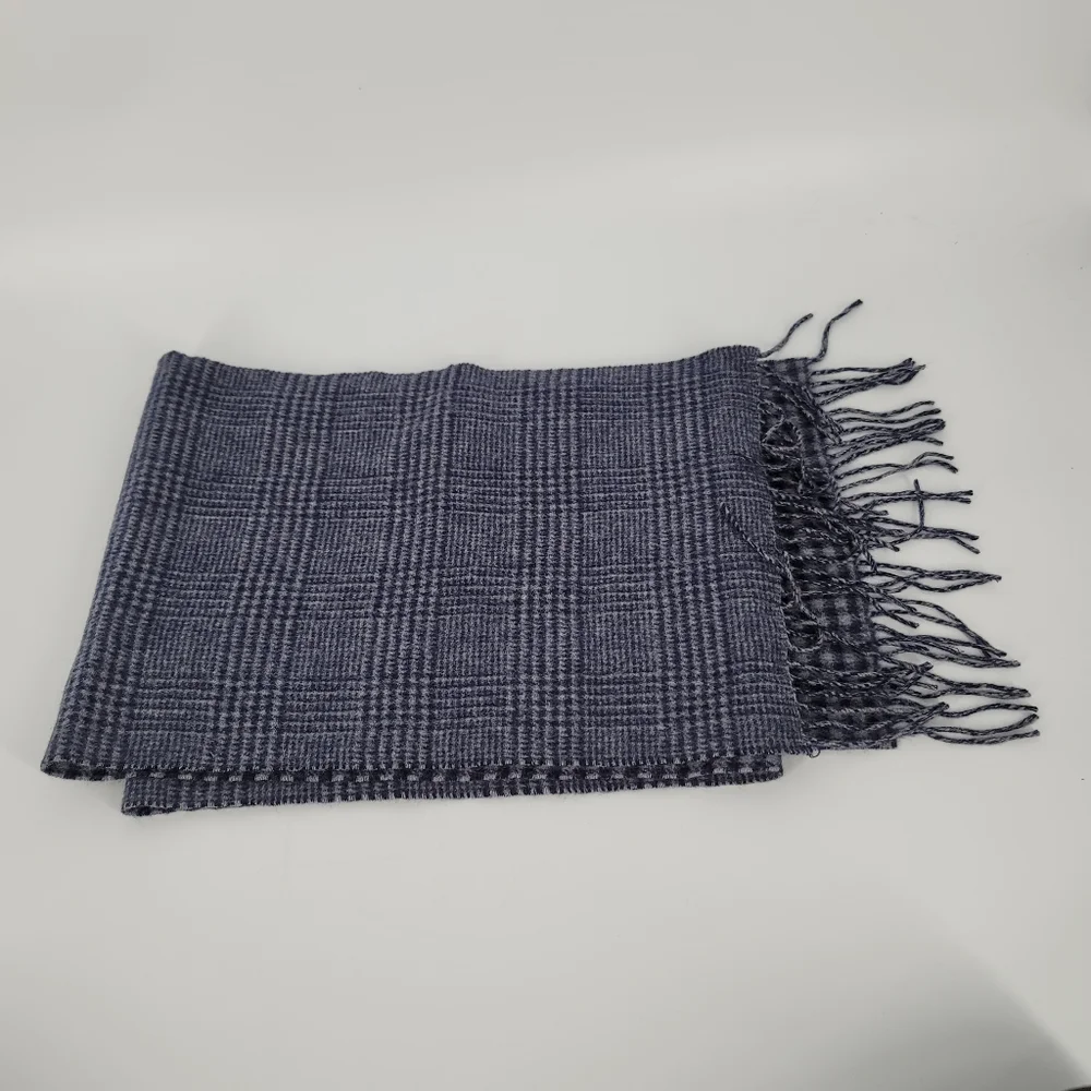 J. Crew 100% Cashmere Blue Double Sided Scarf with Fringe